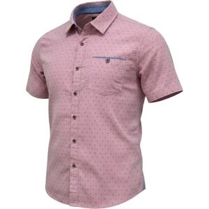Craft + Flow Boys Salmon Pink‎ Micro Print Short Sleeve Button Down Shirt Size L
